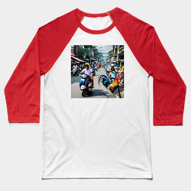 Philippines Scooter Scene Baseball T-Shirt by CreativePhil